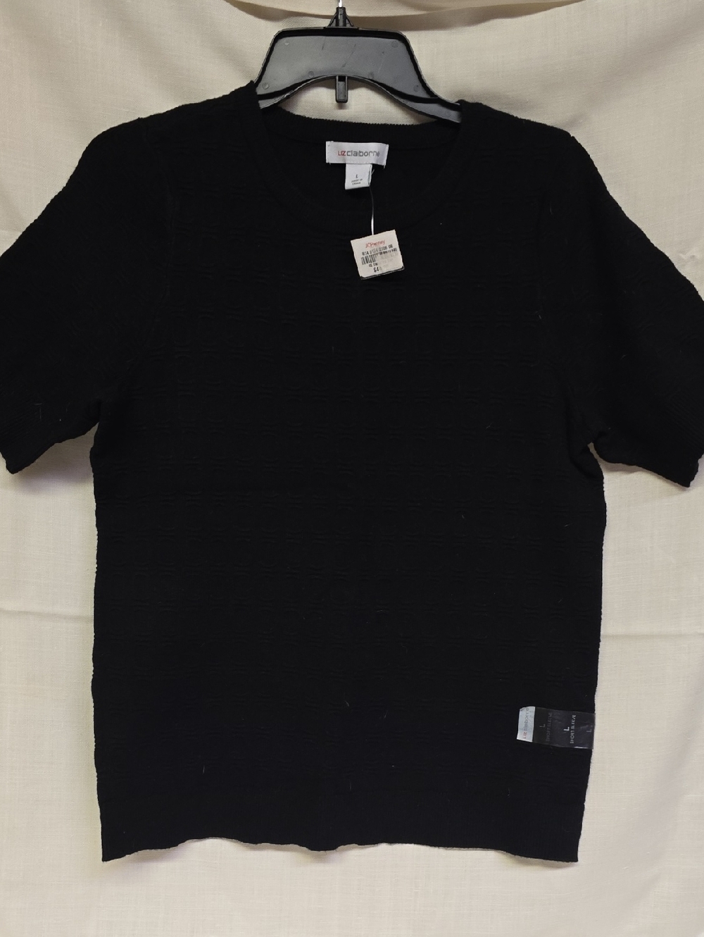 NWT Liz Claiborne Black Women's Short-Sleeve Crewneck Sweater
